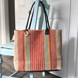 New! Dash & Albert Mellie Stripe 100% Cotton Rug Tote